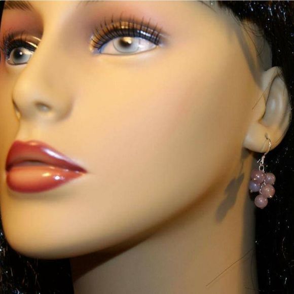 Handmade Lilac Stone & Sterling Silver Earrings - Picture 5 of 5